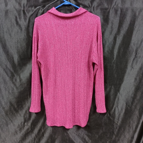Chico's Pink Ribbed Button Down Shirt - Picture 7 of 14